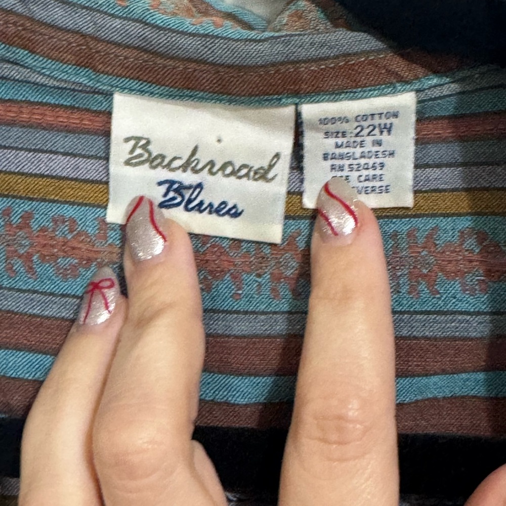 Backroad Blues Vintage Striped Button-Up Shirt - Picture 2 of 5